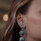 3 Concho Dangle Earrings with Faux Turquoise - 2 1/4 inch drop