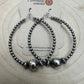 3 mm Sterling Silver Pearl Hoops with 10 mm - 2 inch drop