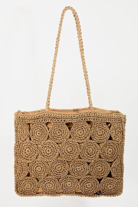 FAME SQUARE BRAIDED PATTERN TOTE BAG