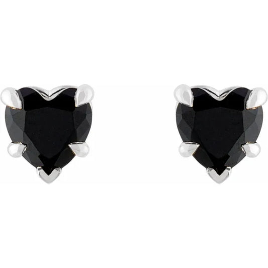 STERLING SILVER NATURAL BLACK ONYX STUD EARRINGS