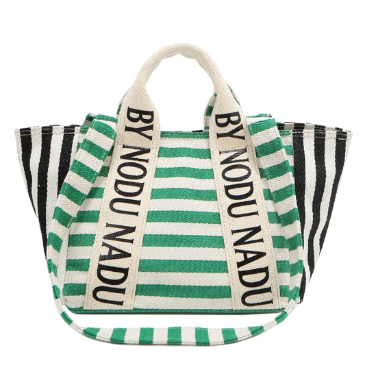 NICOLE LEE USA LETTER STRIPED TOTE BAG