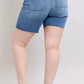 JUDY BLUE FULL SIZE MID RISE BERMUDAS DENIM SHORTS W/ BACK FLAP POCKETS PLUS SIZE
