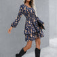 IVY LANE FLORAL LAYERED SURPLICE BALLOON SLEEVE DRESS