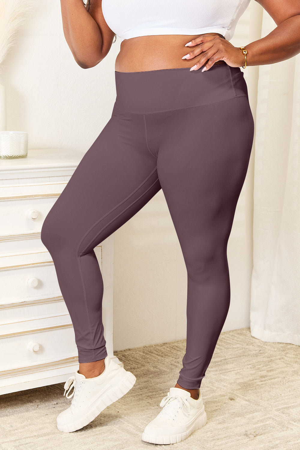 DOUBLE TAKE WIDE WAISTBAND SPORTS LEGGINGS