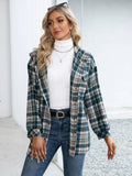 IVY LANE PLAID SNAP DOWN HOODED JACKET