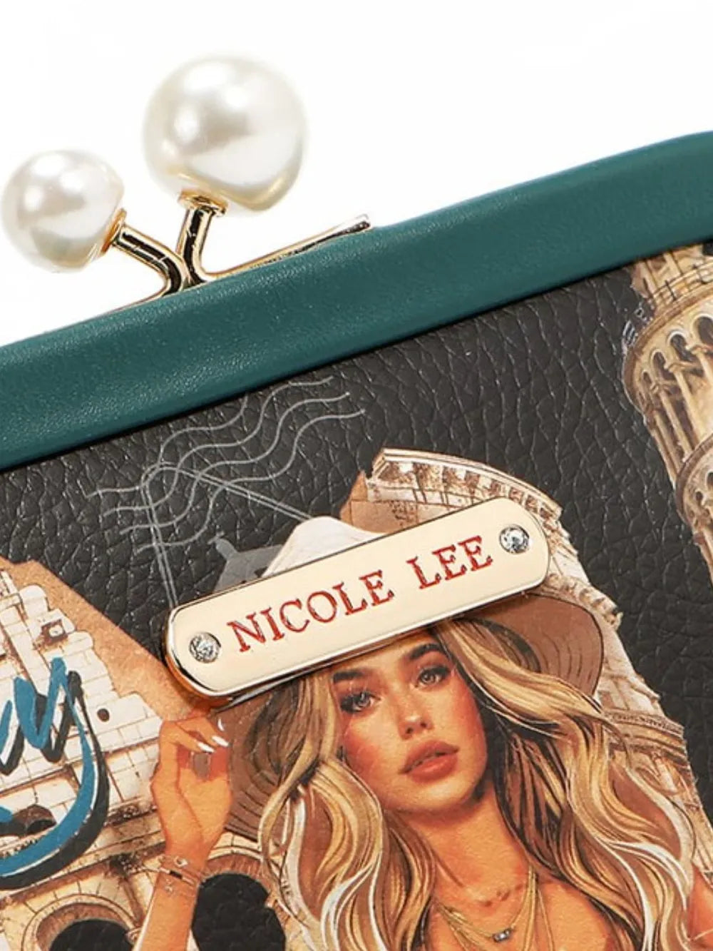 NICOLE LEE USA CHELSEA PEARL KISS-LOCK COIN PURSE