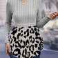 IVY LANE LEOPARD PEPLUM ROUND NECK BLOUSE
