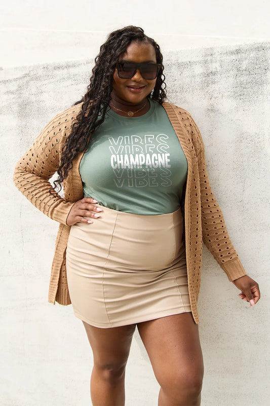 SIMPLY LOVE FULL SIZE CHAMPAGNE VIBES SHORT SLEEVE T-SHIRT