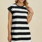 BASIC BAE FULL SIZE STRIPED ROUND NECK CAP SLEEVE MINI DRESS
