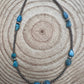 3mm sterling silver pearls choker with  Blue Turquoise - 14 inch