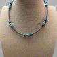 3mm sterling silver pearls choker with  Blue Turquoise - 14 inch
