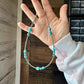 3mm sterling silver pearls choker with  Blue Turquoise - 14 inch