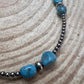 3mm sterling silver pearls choker with  Blue Turquoise - 14 inch