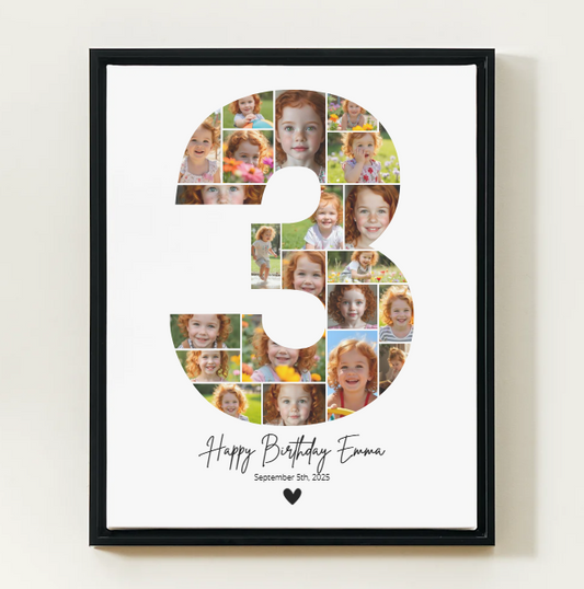 3rd Birthday Photo Collage Canva Template – Editable Milestone Poster