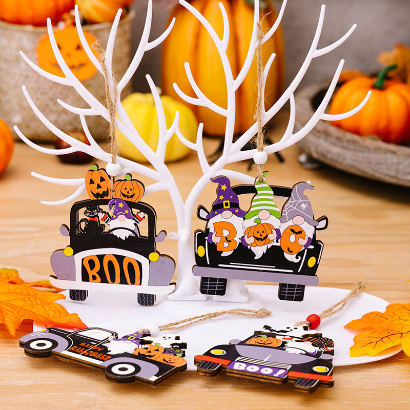 4-PIECE HALLOWEEN ELEMENT CAR-SHAPE HANGING WIDGETS-Thriftique Marketplace