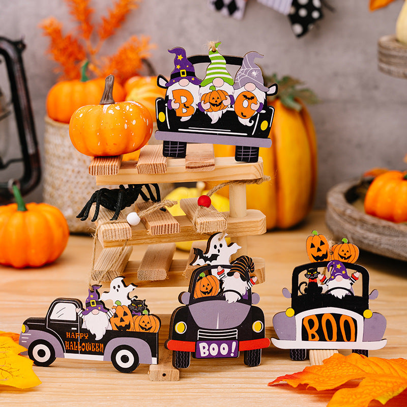 4-PIECE HALLOWEEN ELEMENT CAR-SHAPE HANGING WIDGETS-Thriftique Marketplace