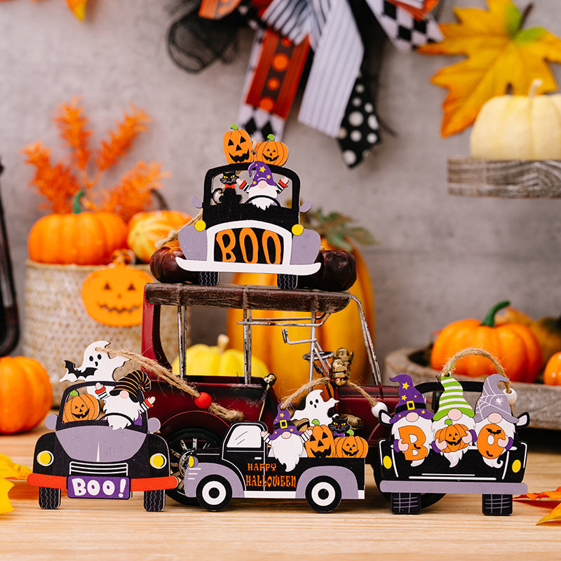 4-PIECE HALLOWEEN ELEMENT CAR-SHAPE HANGING WIDGETS-Thriftique Marketplace