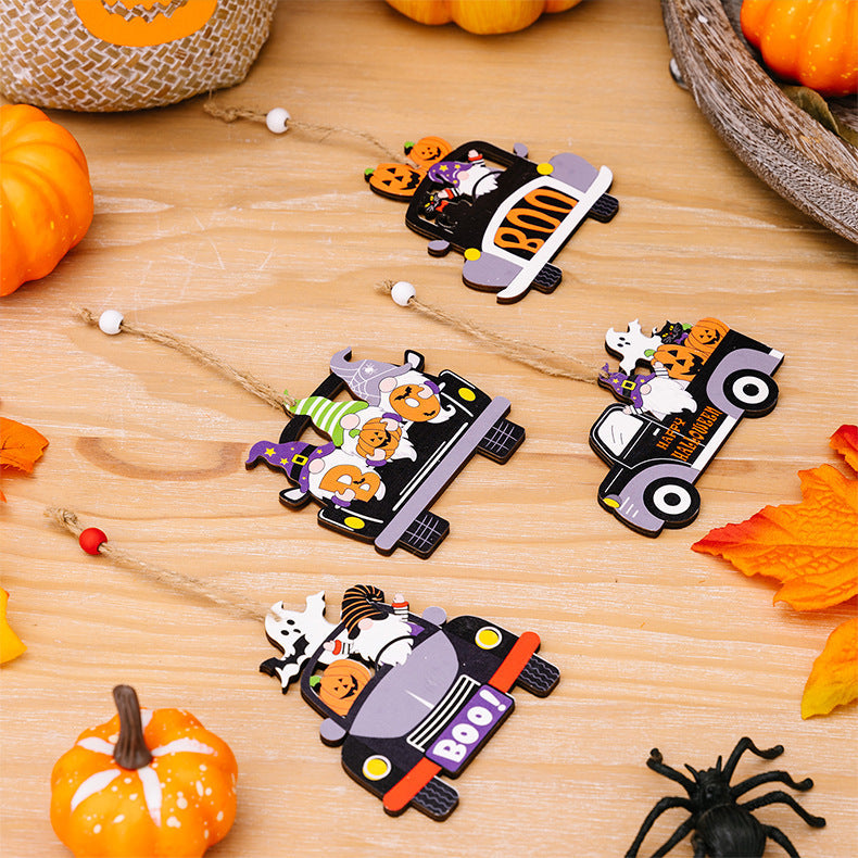 4-PIECE HALLOWEEN ELEMENT CAR-SHAPE HANGING WIDGETS-Thriftique Marketplace