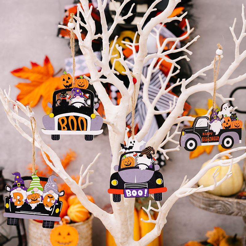 4-PIECE HALLOWEEN ELEMENT CAR-SHAPE HANGING WIDGETS-Thriftique Marketplace