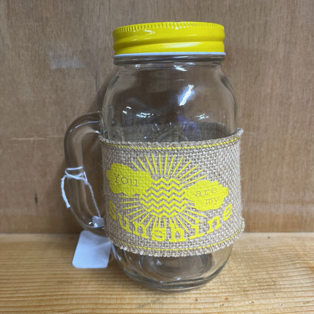 4 PC MASON JAR MUGS WITH LIDS-Thriftique Marketplace