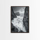 STORMY COAST, CRASHING WAVES, OCEAN DRAMA, FRAMED CANVAS PRINT, LIVING ROOM WALL ART, BOLD SEASCAPE PHOTOGRAPHY, MONOCHROME MODERN ART