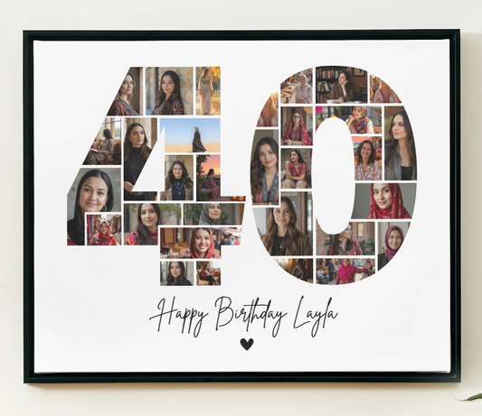 40th Birthday Photo Collage Canva Template – Customizable Milestone Memory