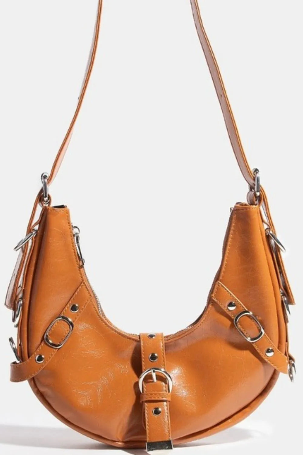 FAME MULTI BELT STRAP ACCENT SHOULDER BAG