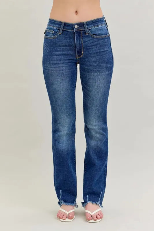 JUDY BLUE FULL SIZE MID-RISE NON-DISTRESSED HEM BOOTCUT JEANS PLUS SIZE