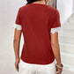 IVY LANE LACE DETAIL V-NECK SHORT SLEEVE T-SHIRT
