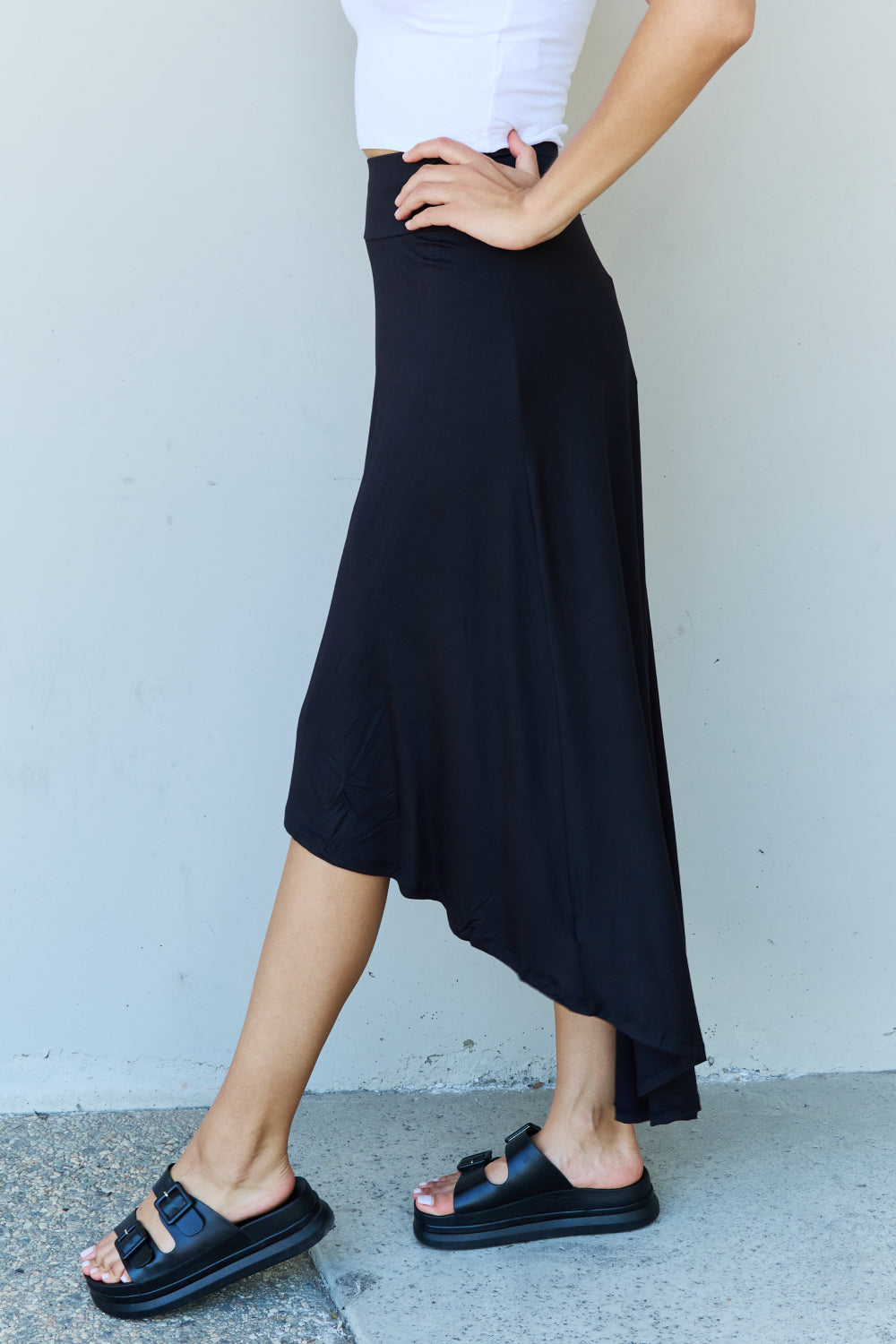 NINEXIS FIRST CHOICE HIGH WAISTED FLARE MAXI SKIRT IN BLACK