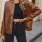 IVY LANE ZIP UP BASEBALL COLLAR DROPPED SHOULDER JACKET