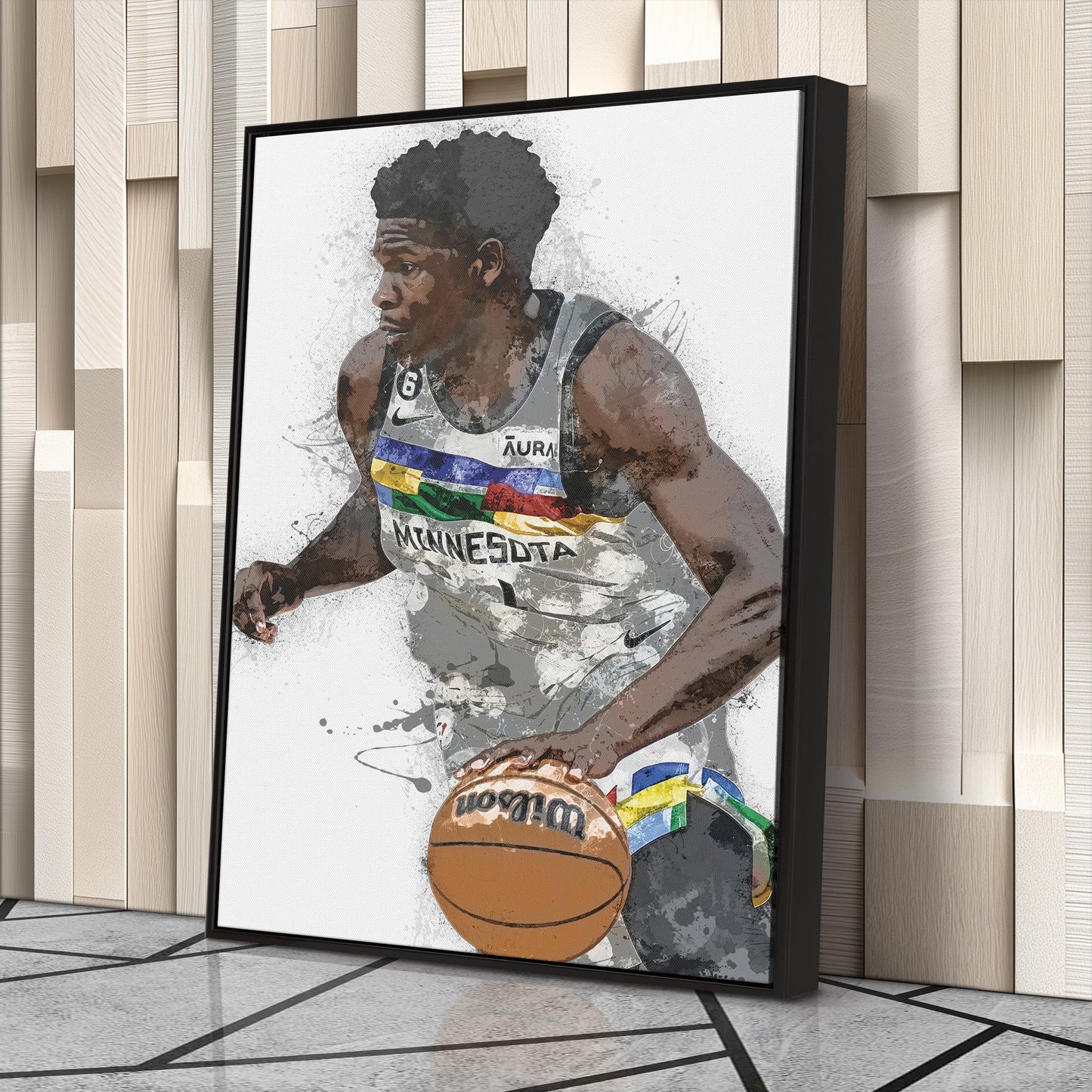 ANTHONY EDWARDS CANVAS ART – MINNESOTA TIMBERWOLVES WALL DECOR