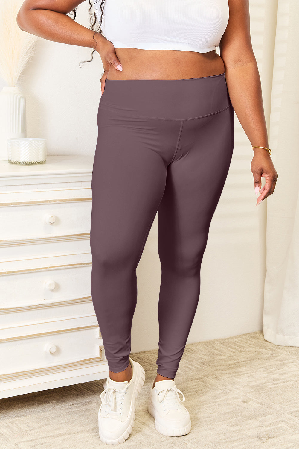 DOUBLE TAKE WIDE WAISTBAND SPORTS LEGGINGS