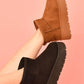 WILD DIVA SUEDE ROUND TOE PLATFORM BOOTIES