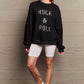 SIMPLY LOVE FULL SIZE ROCK & ROLL ROUND NECK SWEATSHIRT