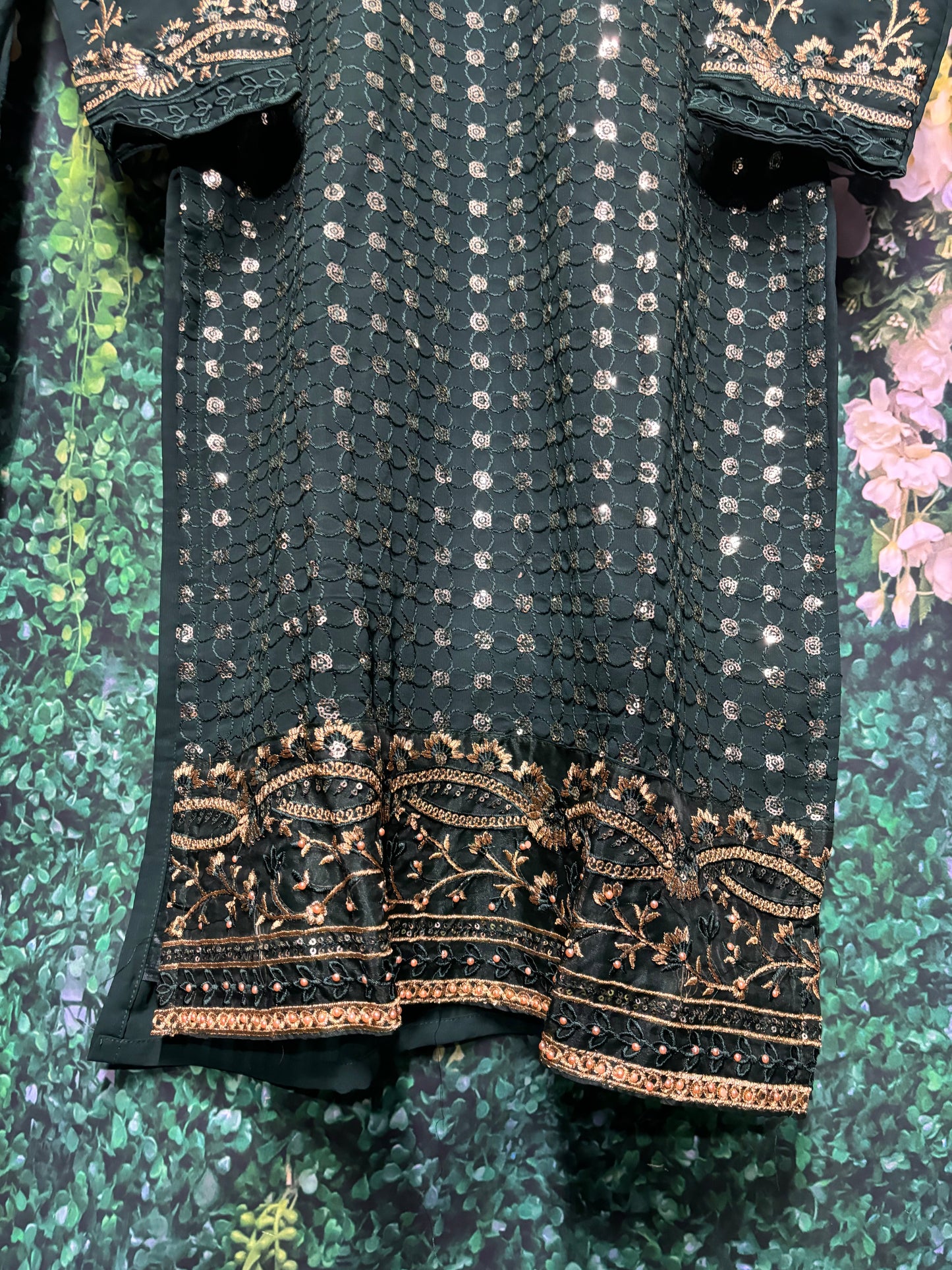 FAUX GEORGETTE TRADITIONAL WEAR SUIT WITH EMBROIDERY WORK- ETHNIC WEAR FOR WOMEN