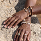STRETCHY WHITE PEARL SANDALWOOD BRACELET - KAMAHA'O