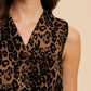 ANNIE WEAR STRETCH LEOPARD DENIM BUTTON DOWN VEST