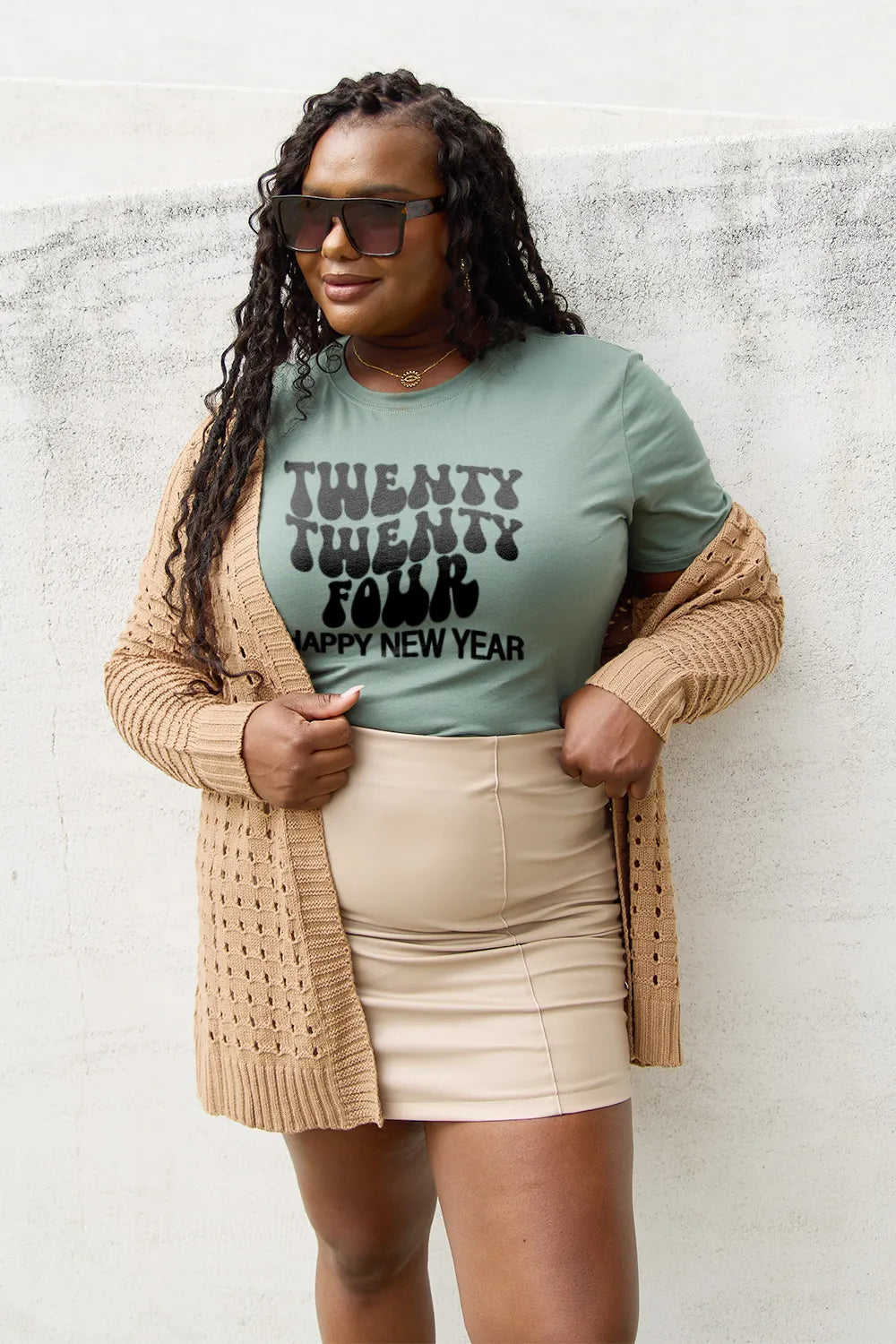 SIMPLY LOVE FULL SIZE TWENTY TWENTY FOUR HAPPY NEW YEAR SHORT SLEEVE T-SHIRT