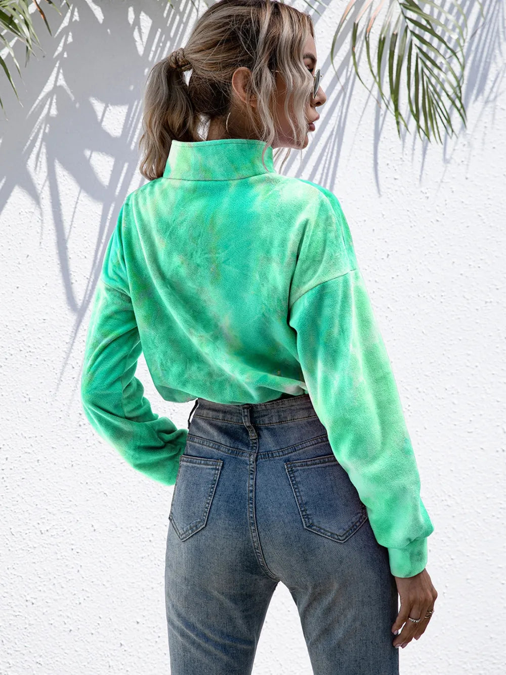 IVY LANE TIE-DYE QUARTER ZIP DROPPED SHOULDER SWEATSHIRT