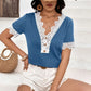 IVY LANE LACE DETAIL V-NECK SHORT SLEEVE T-SHIRT