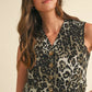 ANNIE WEAR STRETCH LEOPARD DENIM BUTTON DOWN VEST