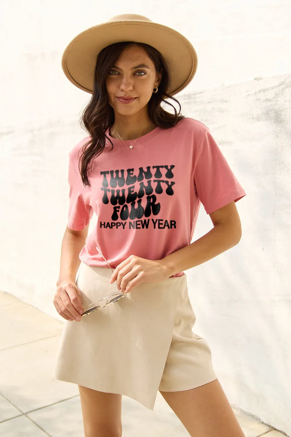 SIMPLY LOVE FULL SIZE TWENTY TWENTY FOUR HAPPY NEW YEAR SHORT SLEEVE T-SHIRT