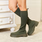 WILD DIVA FOOTWEAR KNEE HIGH PLATFORM SOCK BOOTS