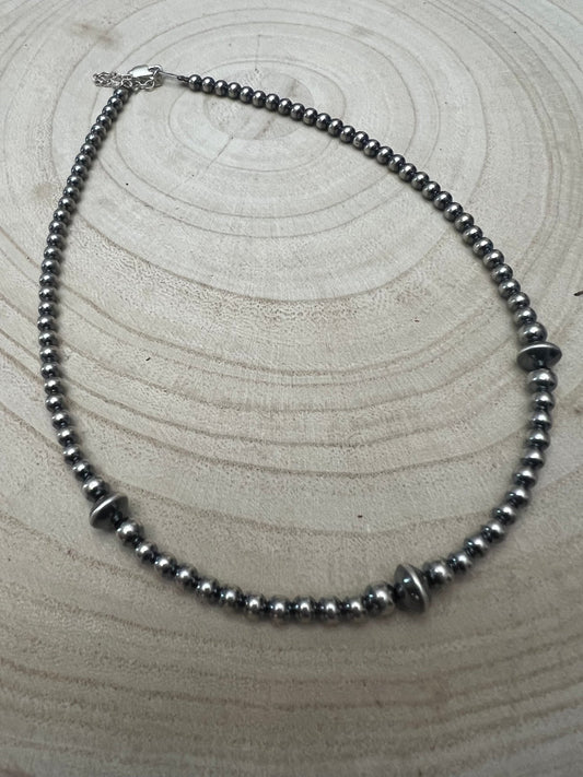 4mm Sterling Pearl & Saucer Bead Choker - 14 inch choker - Top Seller