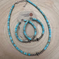 4mm Sterling Pearls and Sterling Saucer Accent Bead Turquoise Choker - 14 inch