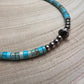 4mm Sterling Pearls and Sterling Saucer Accent Bead Turquoise Choker - 14 inch