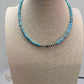 4mm Sterling Pearls and Sterling Saucer Accent Bead Turquoise Choker - 14 inch