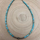 4mm Sterling Pearls and Sterling Saucer Accent Bead Turquoise Choker - 14 inch