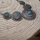 5 Conchos with Faux Turquoise Necklace - 18 inch + 3 inch extender